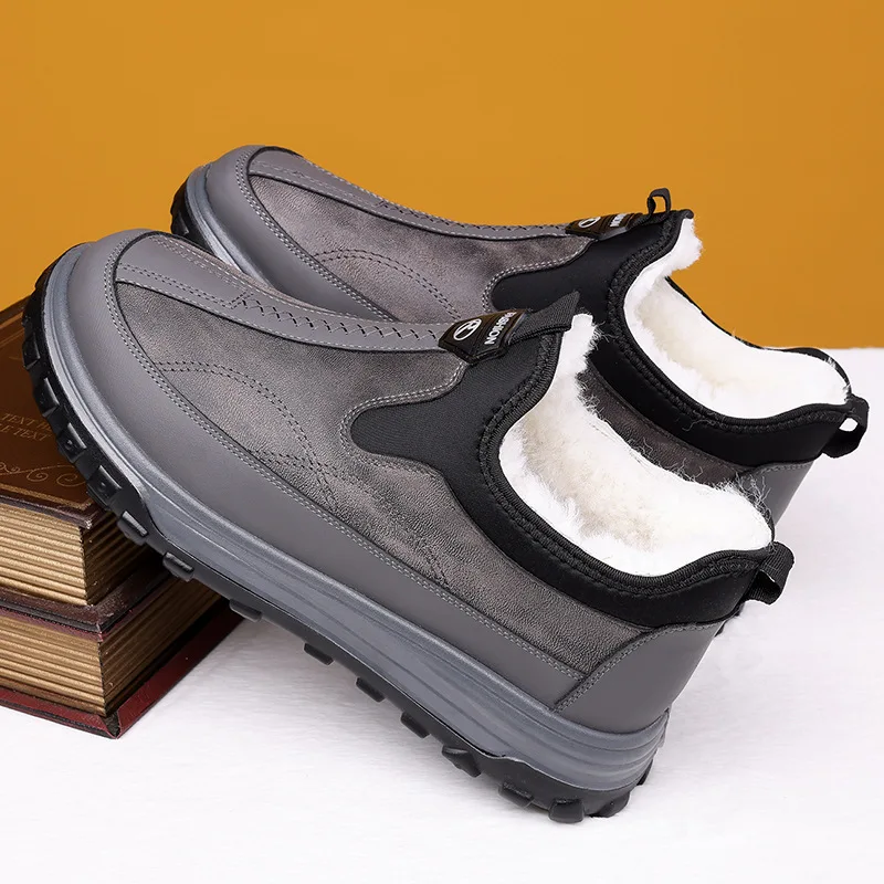 Men's Winter Cotton Boots with Fleece, Warm and Thick Snow Boots, Fashionable and Casual Shoes and Boots image 3