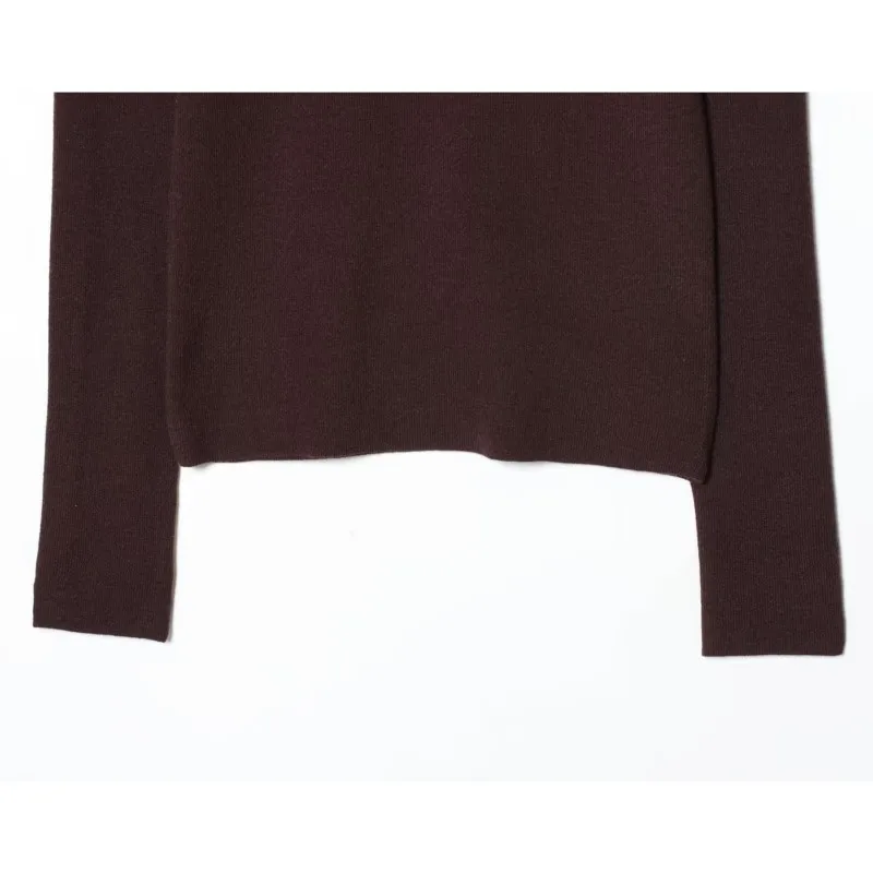 Femmes Simple tricot pull demi col haut automne femmes tricot à manches longues pull femme Base hauts