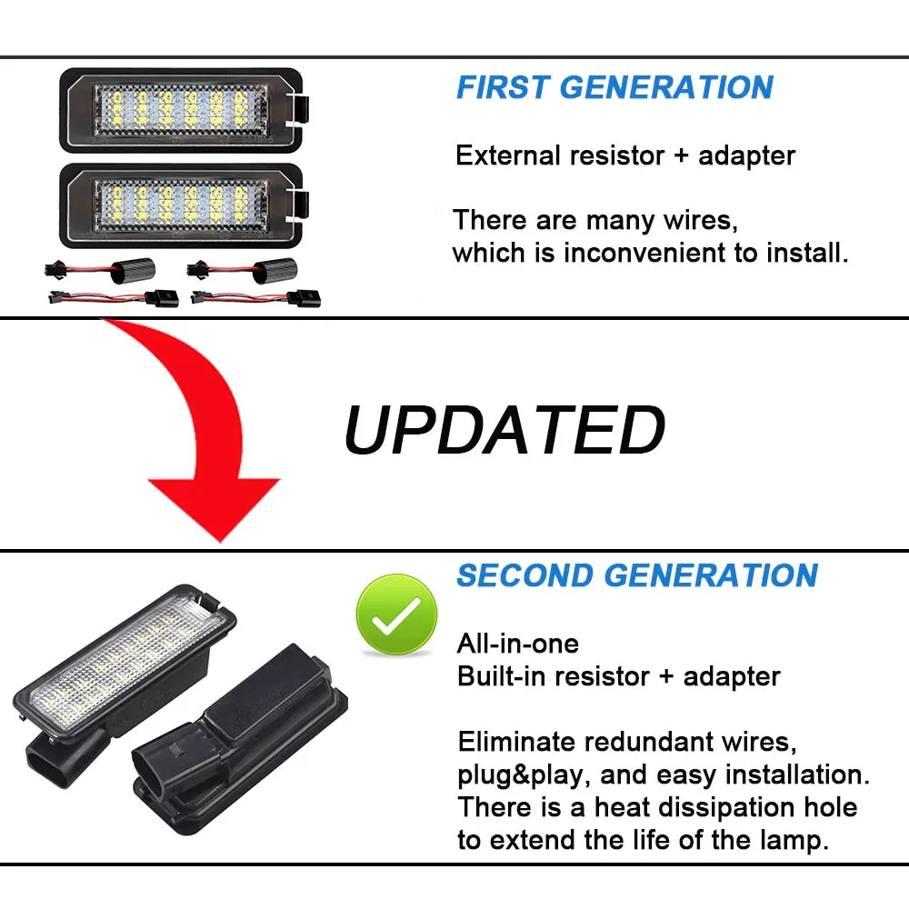 Luces LED para matrícula de coche con decodificador para VW Passat B6 CC Eos Scirocco Beetle Golf 4 5 6 7 MK4 MK5 MK6 MK7