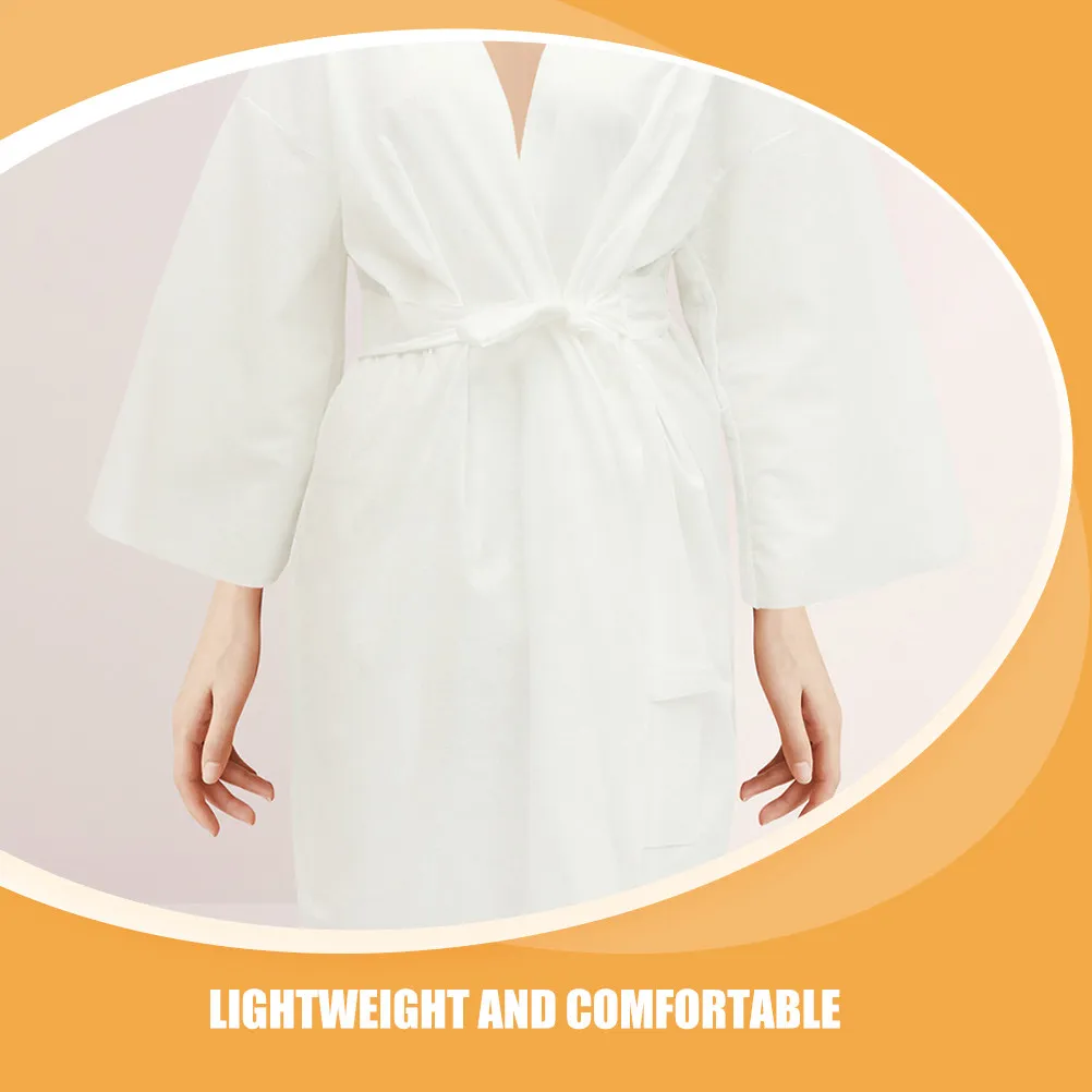 6Pcs Disposable Bathrobe and Bath Skirt Set Soft Breathable Towel Robe for Women Salon Spa Sauna Steam Room Hotel Travel Use