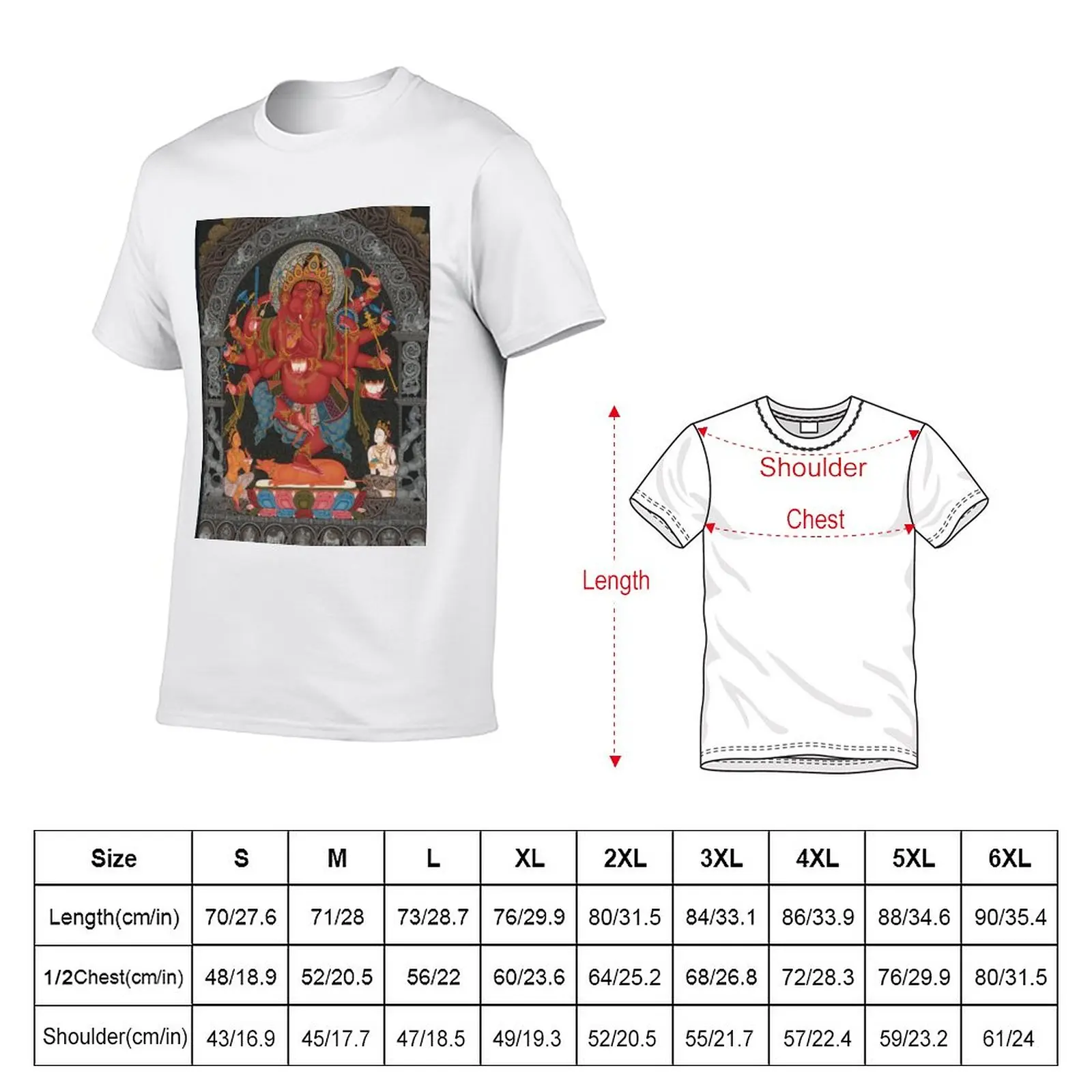 New Mandala 127 Red Twelve Armed Ganesh Sakya T-Shirt t shirt man black t shirts mens tall t shirts