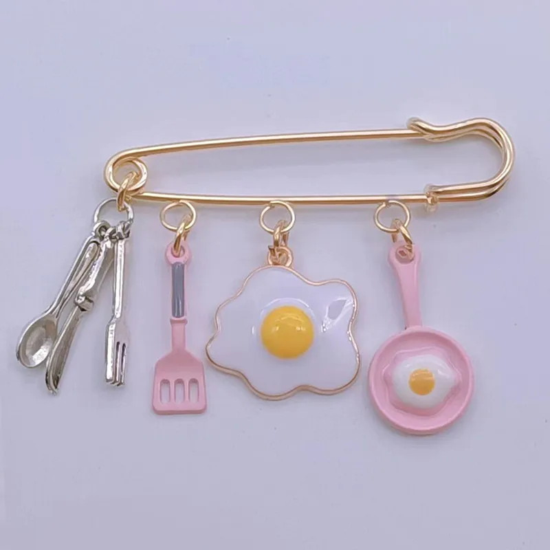 Creative fashion chef gift chef brooch fried egg frying pan tableware kitchen gift knife fork brooch chef gift