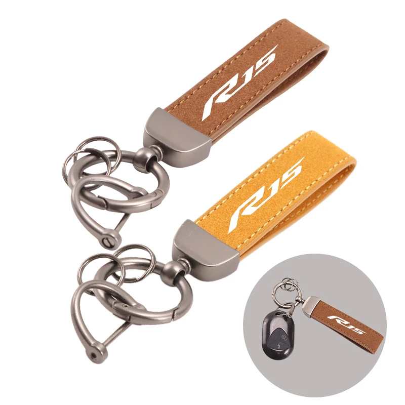 Llavero de gamuza para motocicleta con hebilla de herradura, joyería para accesorios YAMAHA YZF R15 YZFR15 R15 V3 YZF-R15