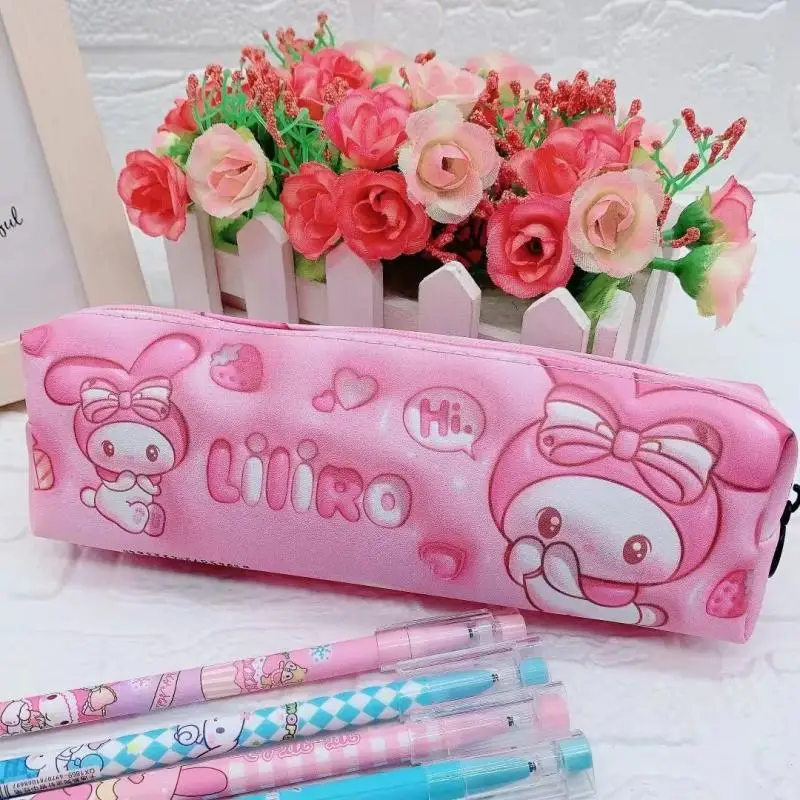 Sanrio Creative Concave Convex Three-Dimensional Pen Bag Kawaii Cinnamoroll Melody PU Stationery Pencil Case Cartoon Storage Bag