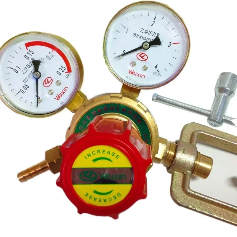 YQE-03 Acetylene Pressure Reducer All-copper Pressure Reducer Industrial Acetylene Gauge Pressure Gauge 25MPA M20+Bottle Rack