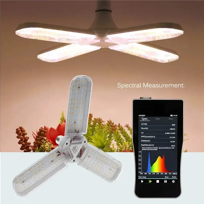 ABLN-Full Spectrum LED Grow Light 48W Fan Leaf Foldable E27 Plant Growing Light Phytolamp Bulb Indoor Plants Flower Seedling EU