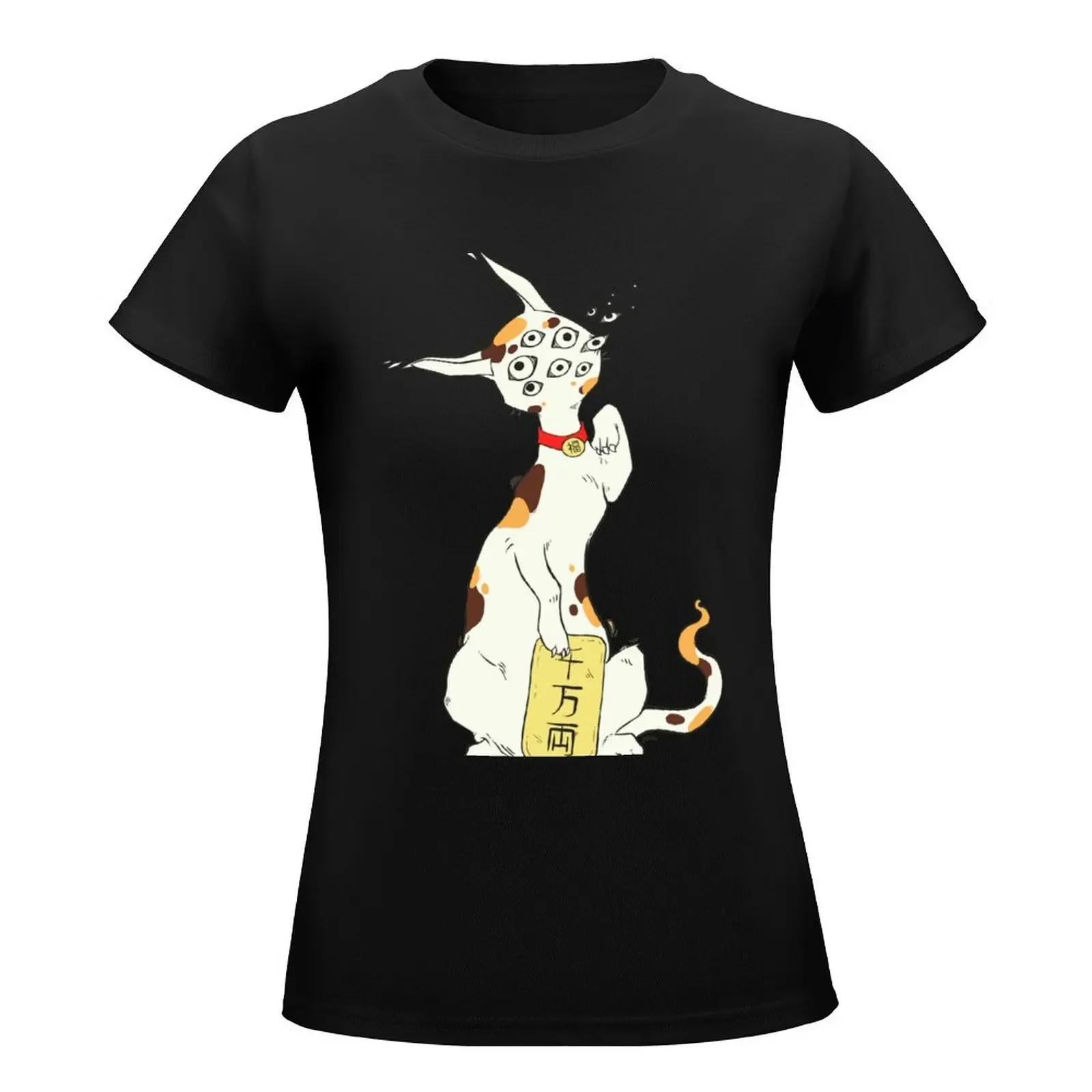 Maneki Neko glückliche Katze Kunstwerk, viel Glück japanische Kaliko T-Shirt Tops weibliche T-Shirt Kleid für Frauen sexy