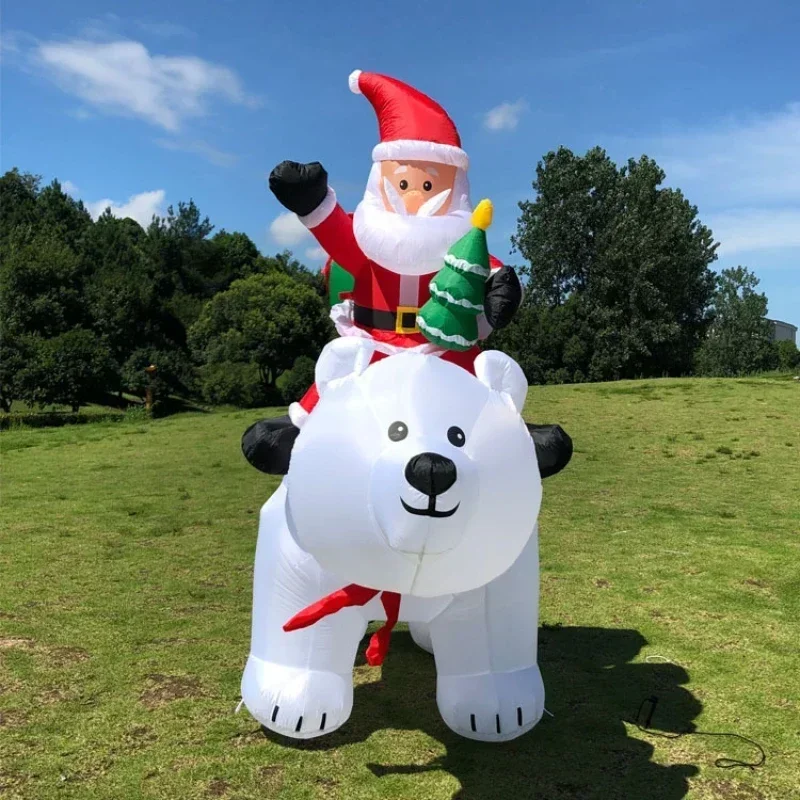 Inflatable Santa Claus Riding Polar Bear 2M Christmas Inflatable Toy Doll Indoor Outdoor Garden Xmas Decoration