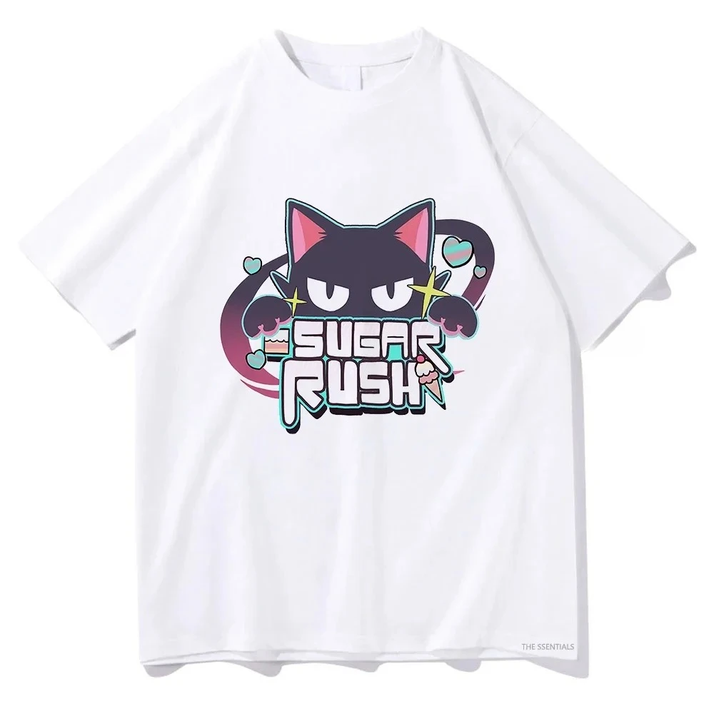 Blue Archive Kazusa Sugar Rush Graphic T Shirt Anime Cat Girl Print Cotton Short Sleeve Japanese Mobile Game Fan Streetwear Tee
