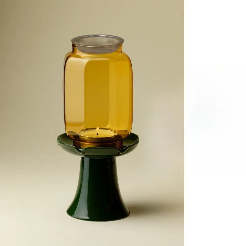Vintage Aroma Lamp for Agarwood Sandalwood Chips,Fire‑Isolation Incense Burner Home Indoor Long‑Lasting Fragrance Decor