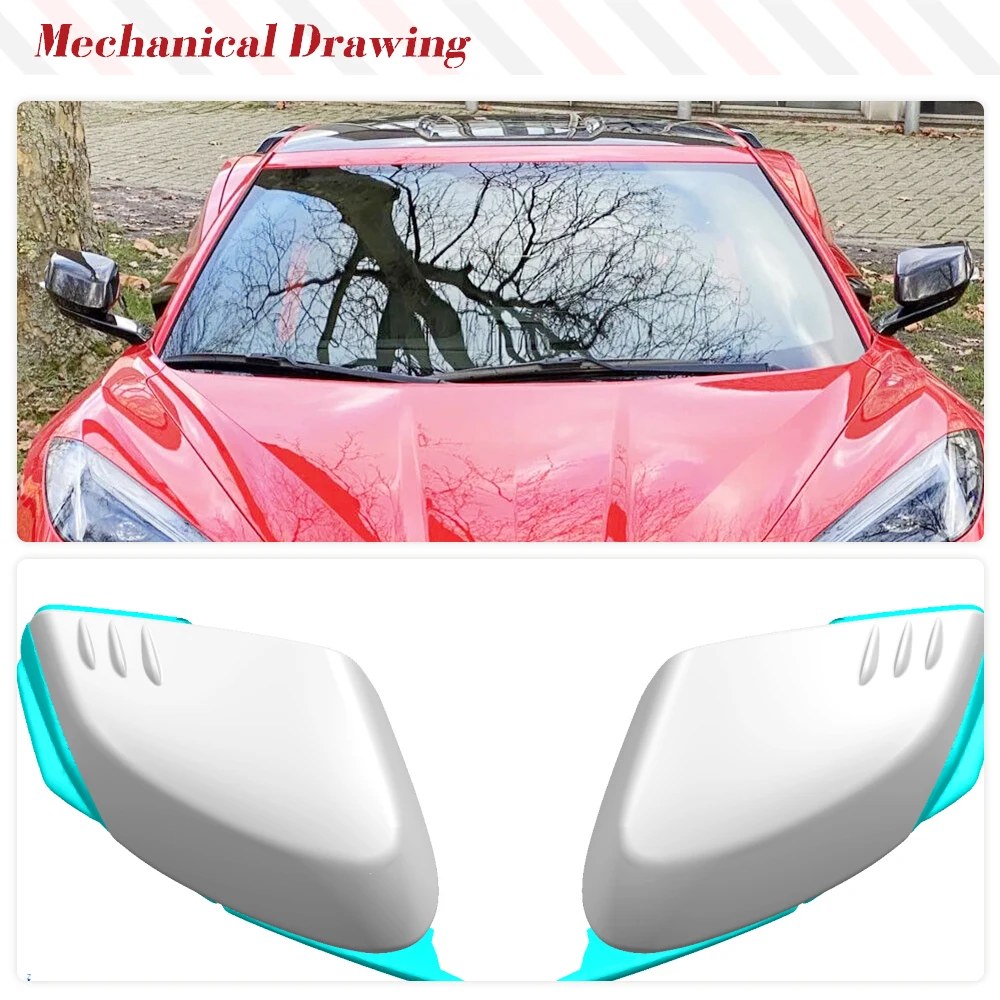 For Chevrolet Corvette C8 Stingray 2020UP Real Carbon Mirror Cover Caps Add ON Style Real Carbon Side C8 Mirror Shell Car Kits