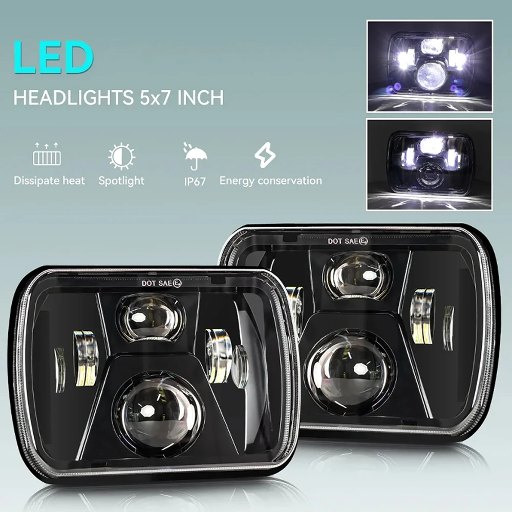 Car 110W 5x7 Inch Led Headlights 7x6 Headlamp For Jeep Cherokee XJ Wrangler YJ Accessories H6054 H5054 H6054LL 6052 6053