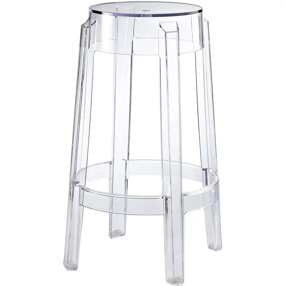 Clear Acrylic Counter Bar Stool Modern Design Indoor Outdoor Versatile Non-Marking Foot Caps Fully Assembled Stylish Comfortable