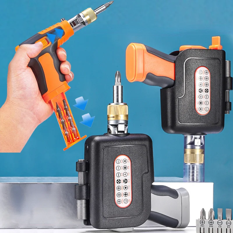 Ratchet Screwdriver Tool Set Gun Type Household Screwdriver Hex Left/Right Rotating 180 Degree Ratchet Screwdriver Extension Rod