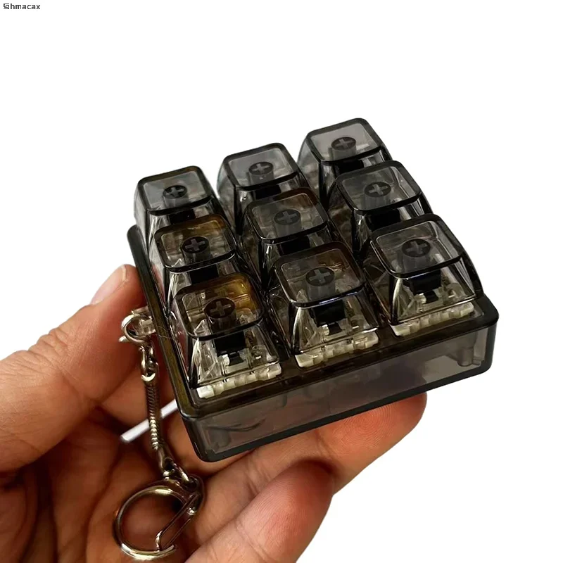 4/9 Keys Mechanical Keyboard Axis Tester LED Keyboard Key Toy Stress Relief DIY Fidget Button Keycap Fidget Keychain Toys Gift