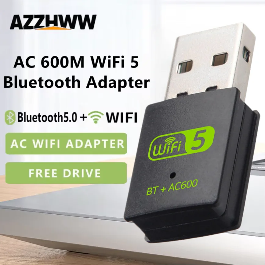 2 IN 1 USB WiFi Bluetooth Adapter 600Mbps Dual Band 5G/2.4G USB Wifi Adapter USB Bluetooth Adapter Wireless Network Card For PC