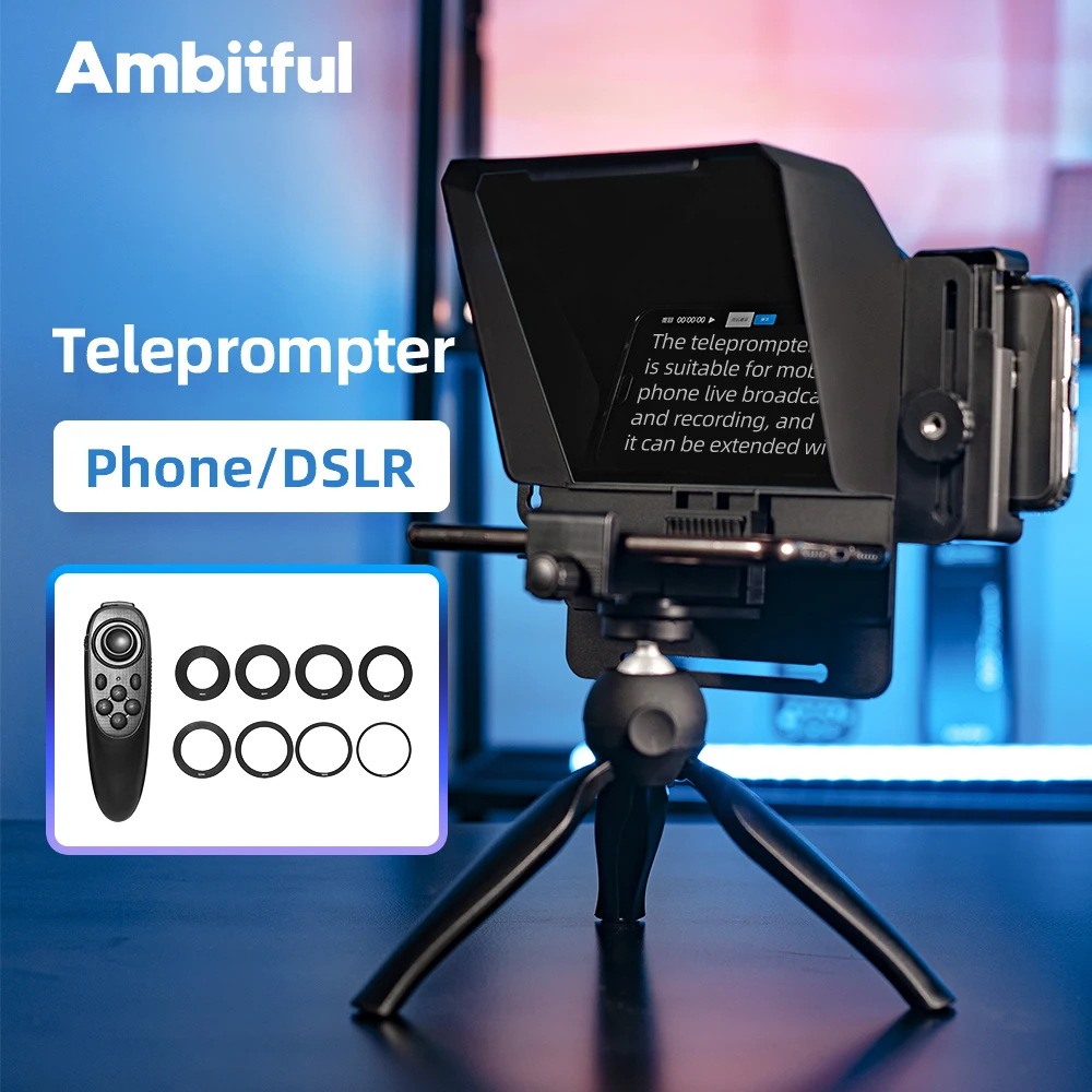 AMBITFUL Phone and DSLR Recording T1 Mini Teleprompter Portable Inscriber Mobile Teleprompter Artifact Video With Remote Control