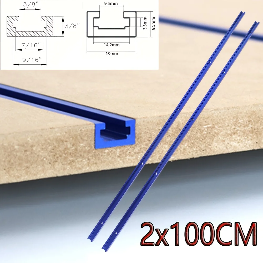 

2Pcs 100CM Woodworking Chute Rail 19x9.5mm T-track T-slot Miter Track Jig T Screw Fixture Slot Table Saw Router Table DIY Tools