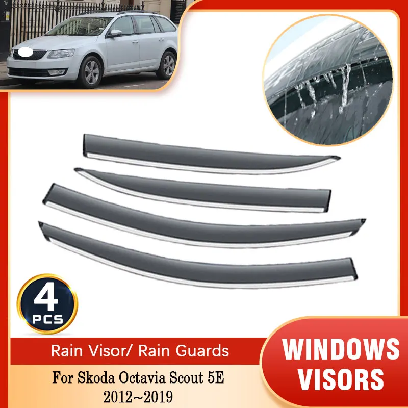 

For Skoda Octavia Scout 5E 2012 2013 2014 2015 2016 2017 2018 2019 Car Vent Visors Rain Eyebrow Wind Deflectors Rain protection