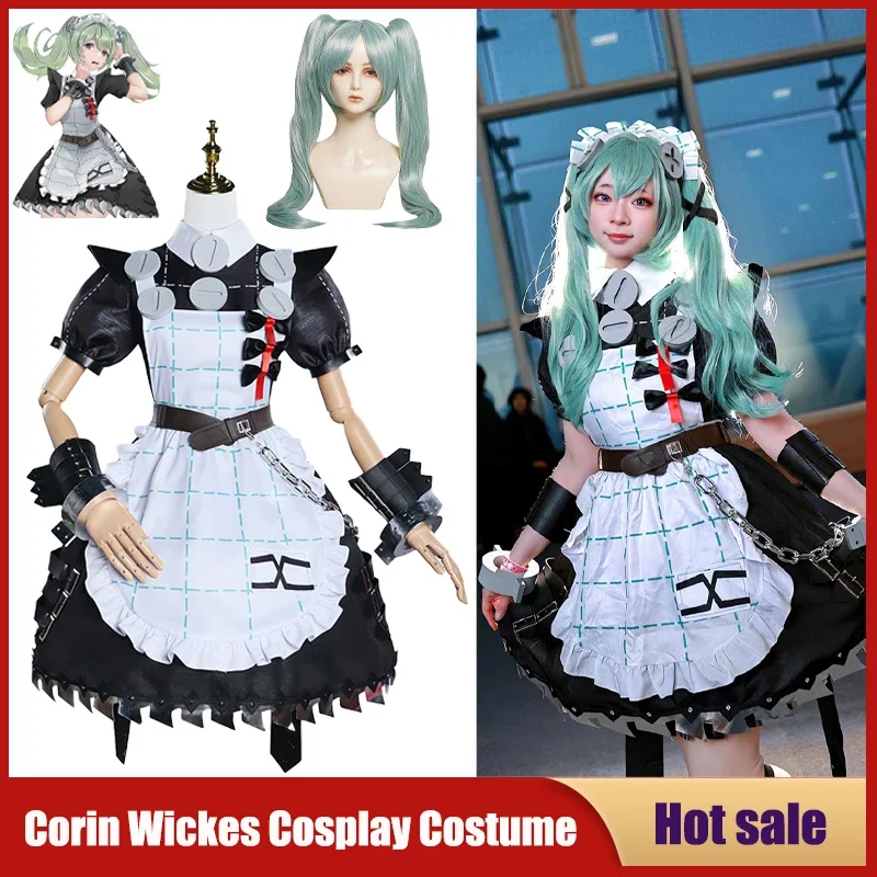 Game Zenless Zone Zero Cosplay Victoria Housekeeping Corin Wickes Costume Cute Maid Wig Uniform Carnival Party Gothic Skirt