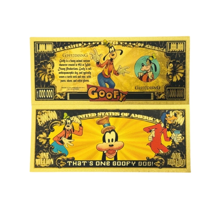 الأكثر مبيعًا من Disney Anime 6 أنواع من الأوراق النقدية ميكي مطلية بالذهب عيار 24 قيراط للتجميع