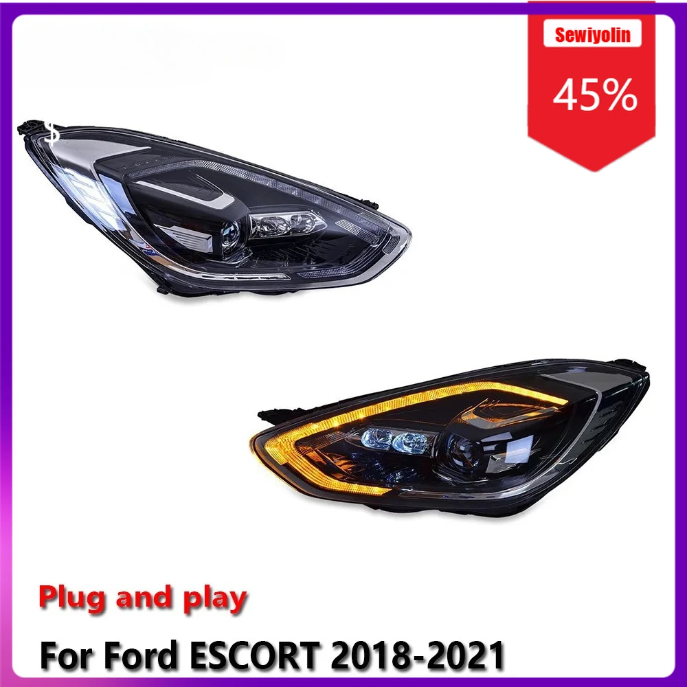 

Sewiyolin Car LED Lamp Headlight Assemblies For Ford ESCORT 2018-2021 Fog DRL Brake Turn Signal Lamp