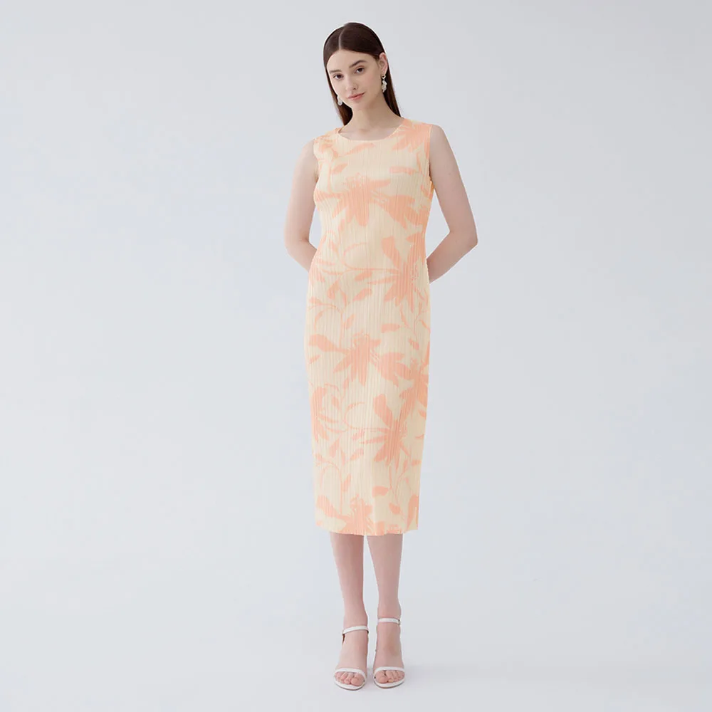 

Новинка лета 2024, элегантная трапециевидная юбка с цветочным принтом, тонкое корейское платье средней и длинной длины, облегающая юбка без рукавов с принтом для женщин