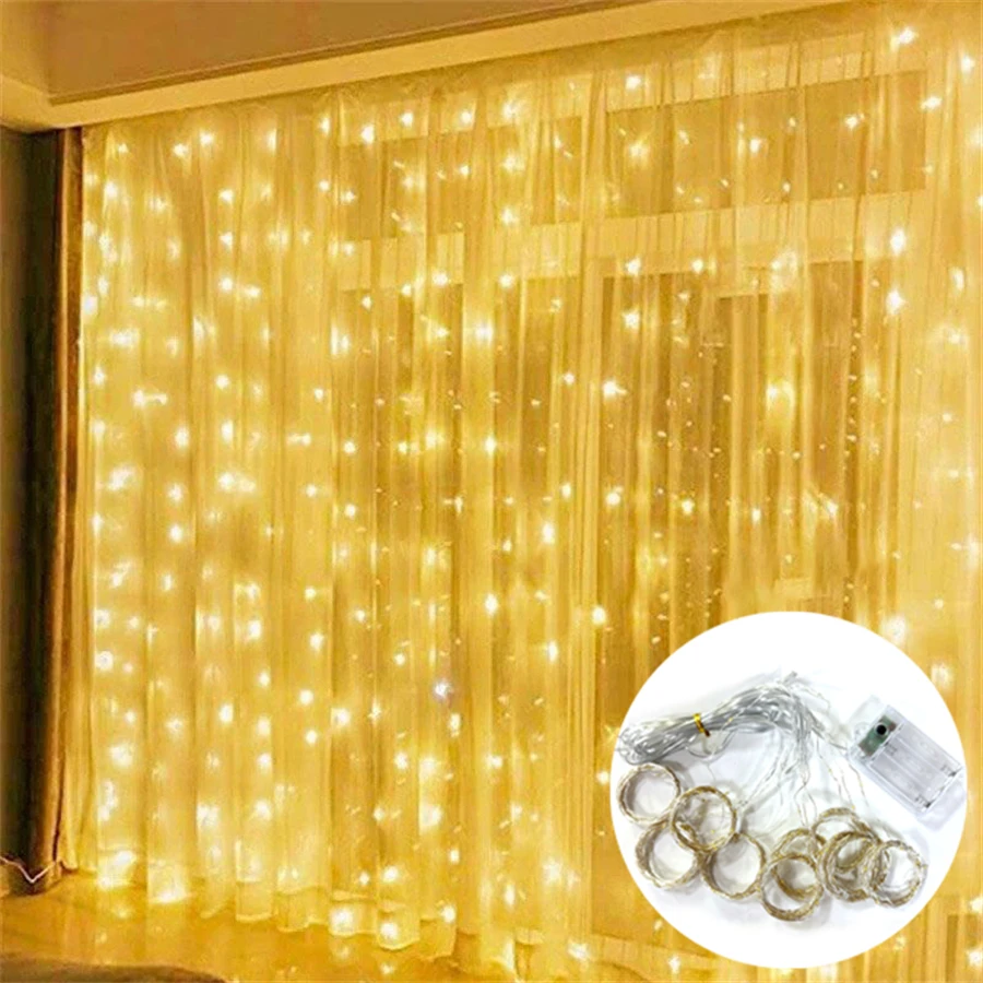 

Holiday Lighting Battery Powered Christmas LED Curtain Lights Fairy Curtain Lights, Suitable for Bedroom Wedding Party Birthday