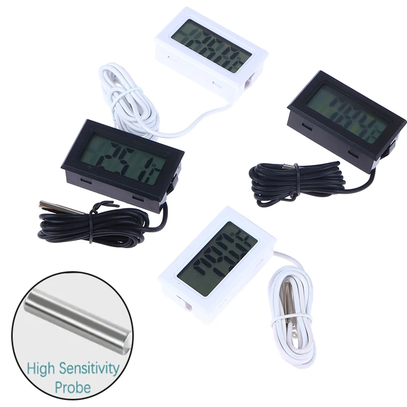 Outdoor Mini LCD Digital Thermometer With Waterproof Probe Indoor Convenient Temperature Sensor For Refrigerator Fridge Aquarium