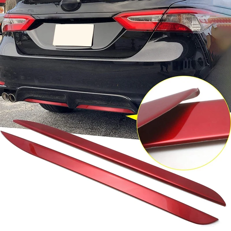 

For Toyota Camry SE XSE 2018-2020 Rear Bumper Lower Lip Guard Cover Trim Plate Decorator Pad Cover Red Stainless Steel