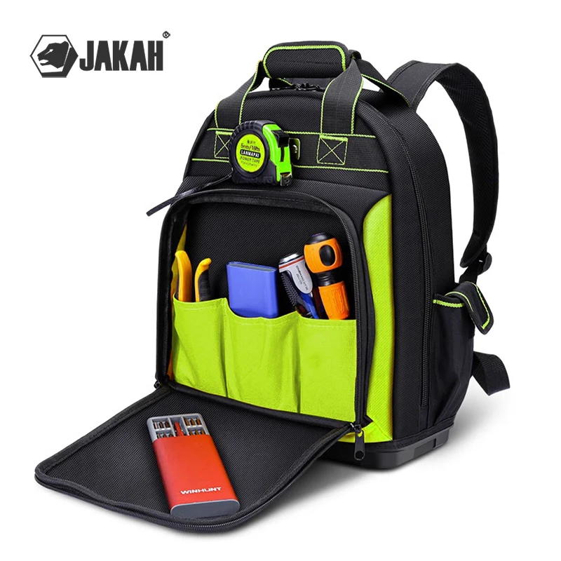 Tool Backpack, Heavy-Duty Tool Bag with Padded Shoulder, Back, and Waist Straps, Water-Resistant Construction HL095