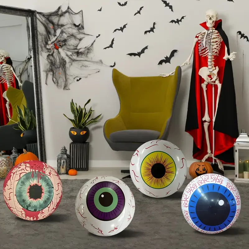 هالوين مقل العيون القابلة للنفخ LED التحكم عن بعد تغيير لون تضيء الدعائم مخيف منزل مسكون حفلة ساحة حديقة الديكور