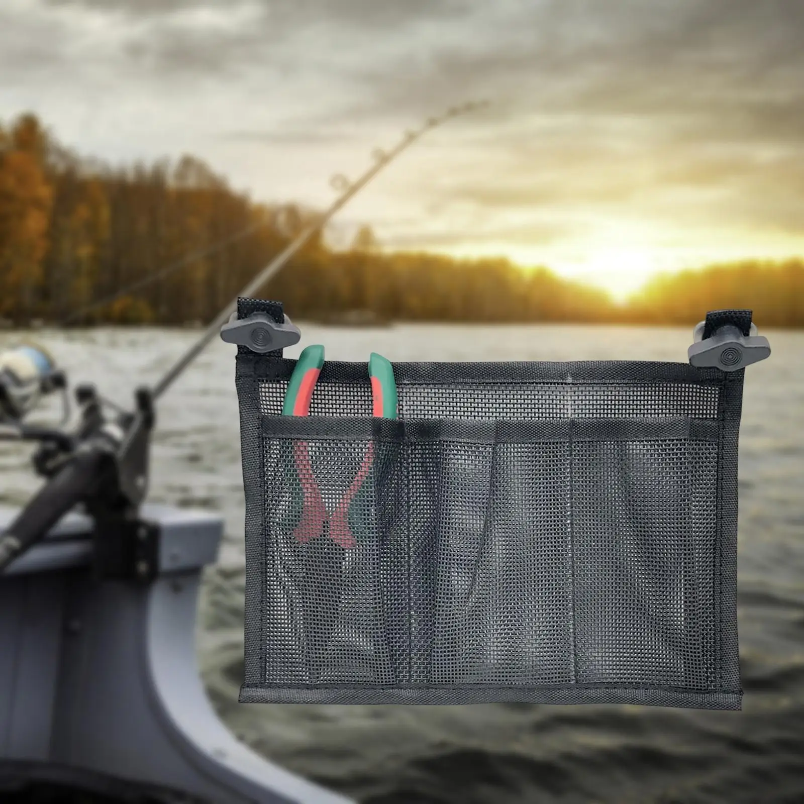 24x17 سنتيمتر الصلبة كاياك الزورق شبكة كيس التخزين الصيد معالجة حامل الصندوق مقسم حقيبة ملحق #4