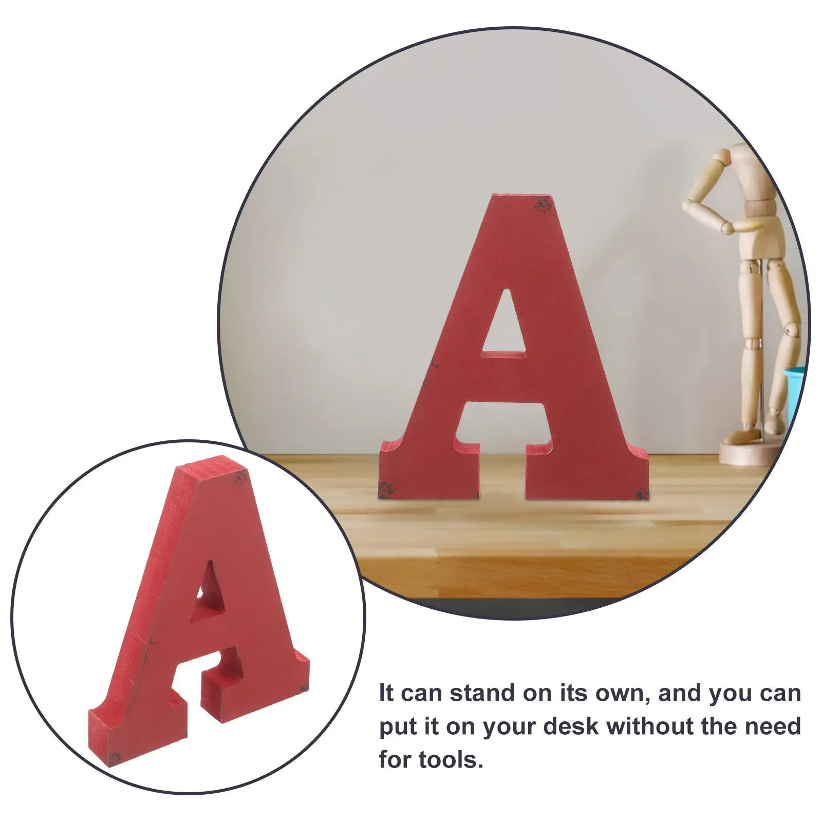 Wooden Letter A Sturdy Smooth Surface Standalone Wood Alphabet Decoration for Birthday Anniversary Festival Gift Wedding Home
