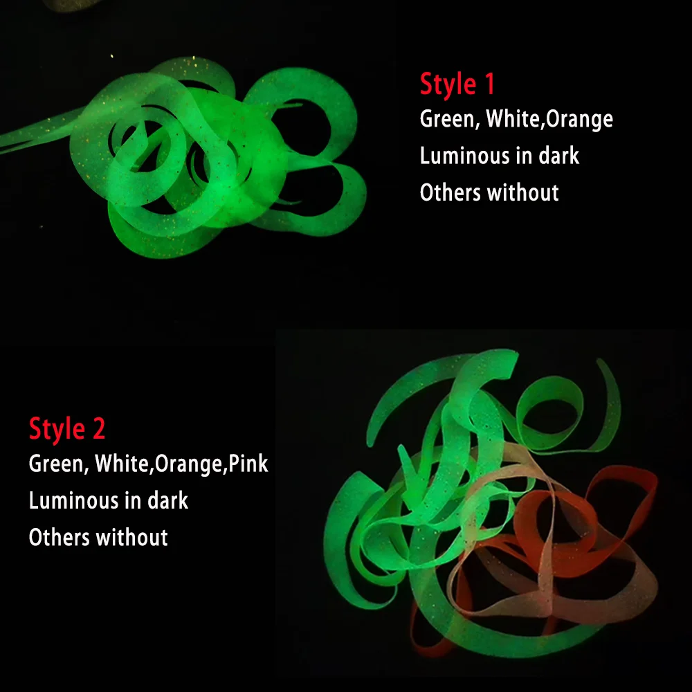 LIONRIVER 20PCS Silicone Rubber Luminous Skirts Streamer Trailers Jigs Snapper Saltwater Fishing Trolling Lure Material
