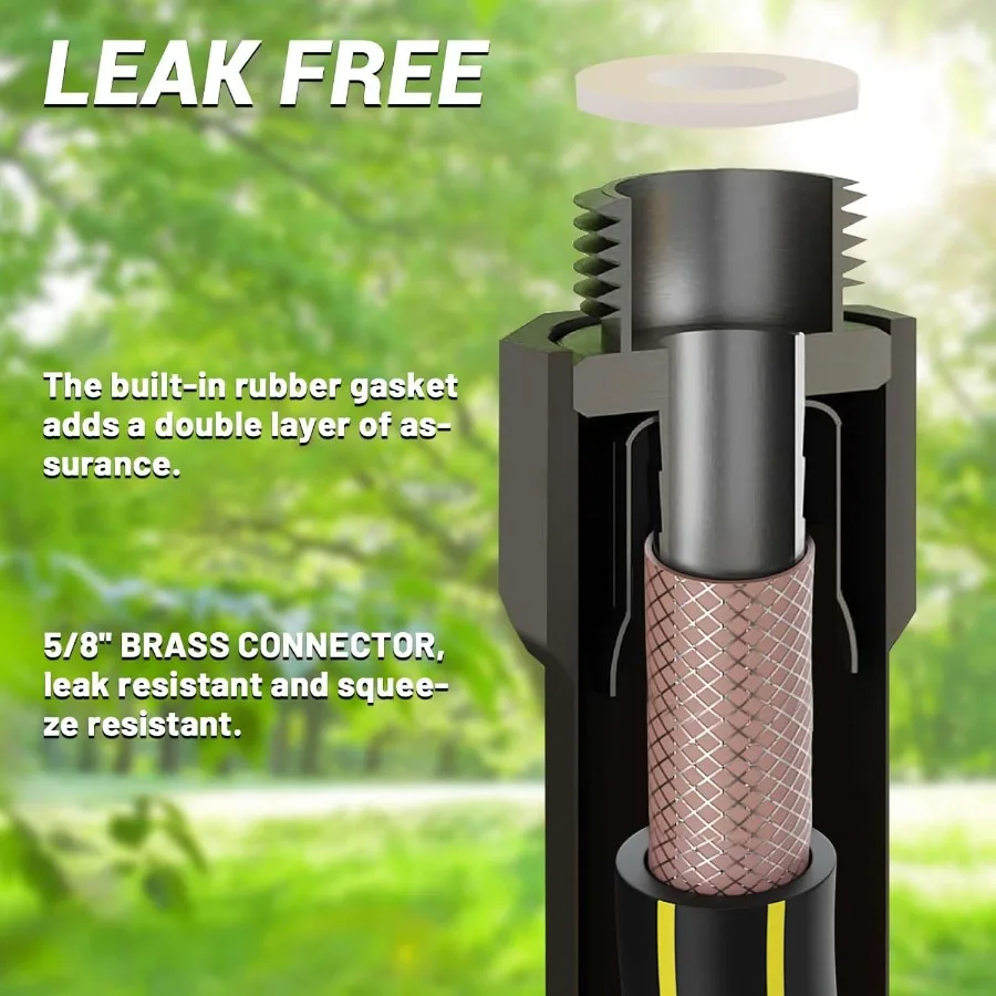 Садовый шланг 100 футов для тяжелых условий эксплуатации Премиум 5 8 дюймов, резиновый 3-слойный водяной шланг, инновационный гибридный легкий водяной шланг с полным размером