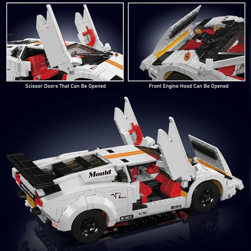 Mould KIng 13194Y 13195H Technical Car Building Block APP RC Control MOC-82416 Lamborghini Countach Toys Kids Christmas Gift