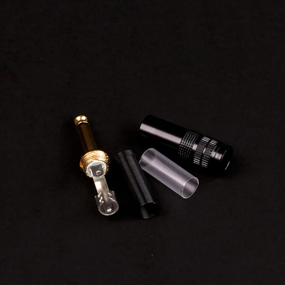 1PCS Gold Plated 6.35MM Audio And Video Plug Connector 12*1 6.3 Audio Jack Mono Black Electrophoresis Plug Microphone Connector