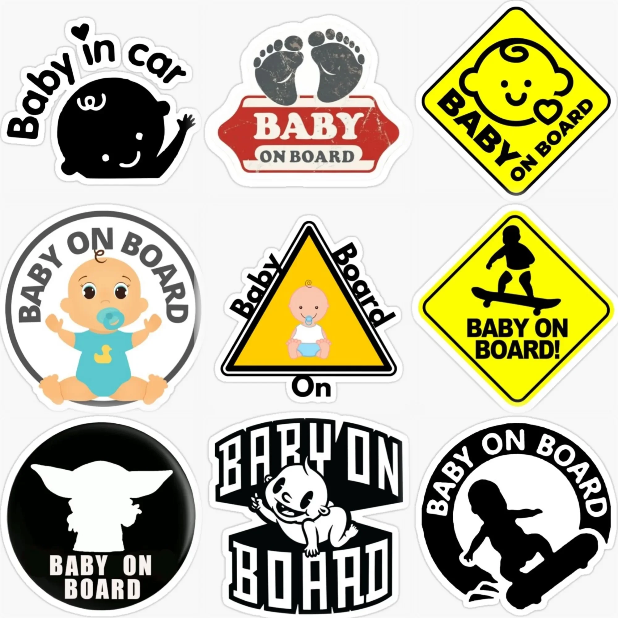 

Creative Baby on Board Baby in Car Warning PVC Waterproof Sticker for Car Van Helmet Bumper Window Wall Fridge Decal Accessories