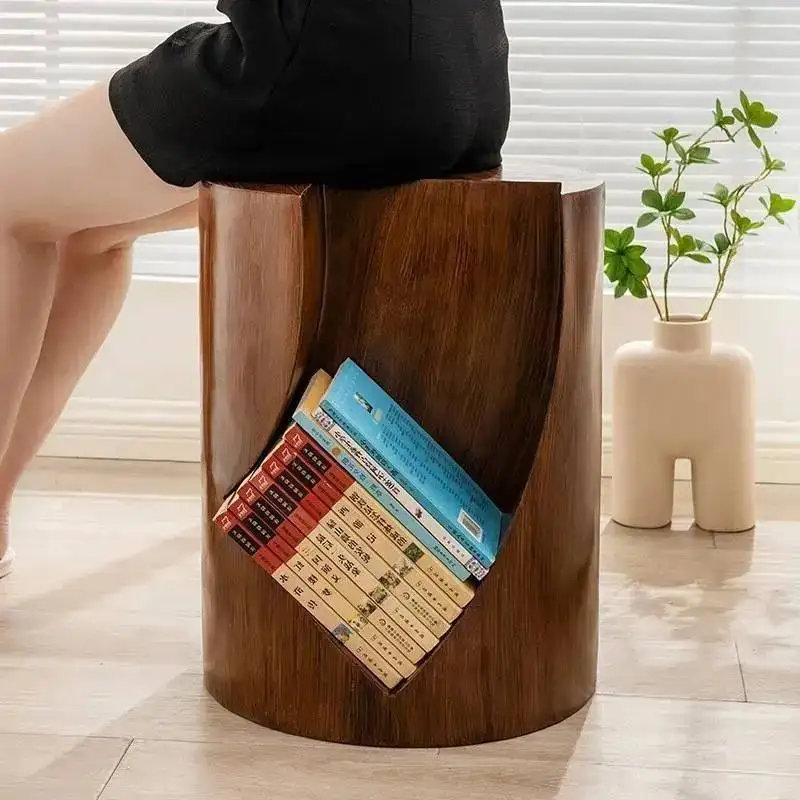 Short Side Scandinavian Tea Red Shoe Table Storage Bench Bookcase Wabi-sabi Simple Table Net Creative Stump Floor Corner Table