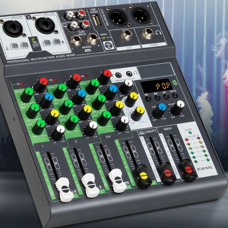 Mini DJ Mixer Sound Board Console 48VPhantom /Type-C/Computer Power Supply Dropship