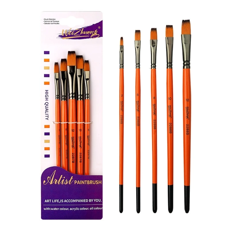 Pincéis redondos planos ponta fina, conjunto pincéis cabelo nylon, pincel artístico y9rf