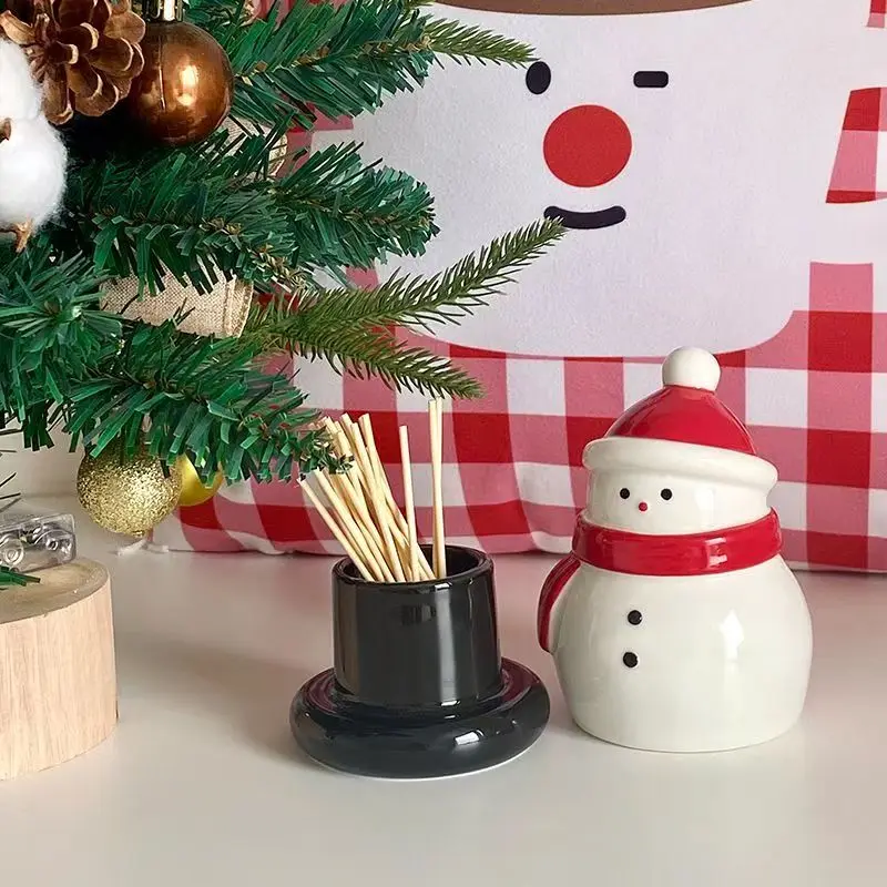 Christmas Snowman Personalized Home Luxury Toothpick Holder with Toothbrush Holder, Creative Cotton Swab Box Organizer