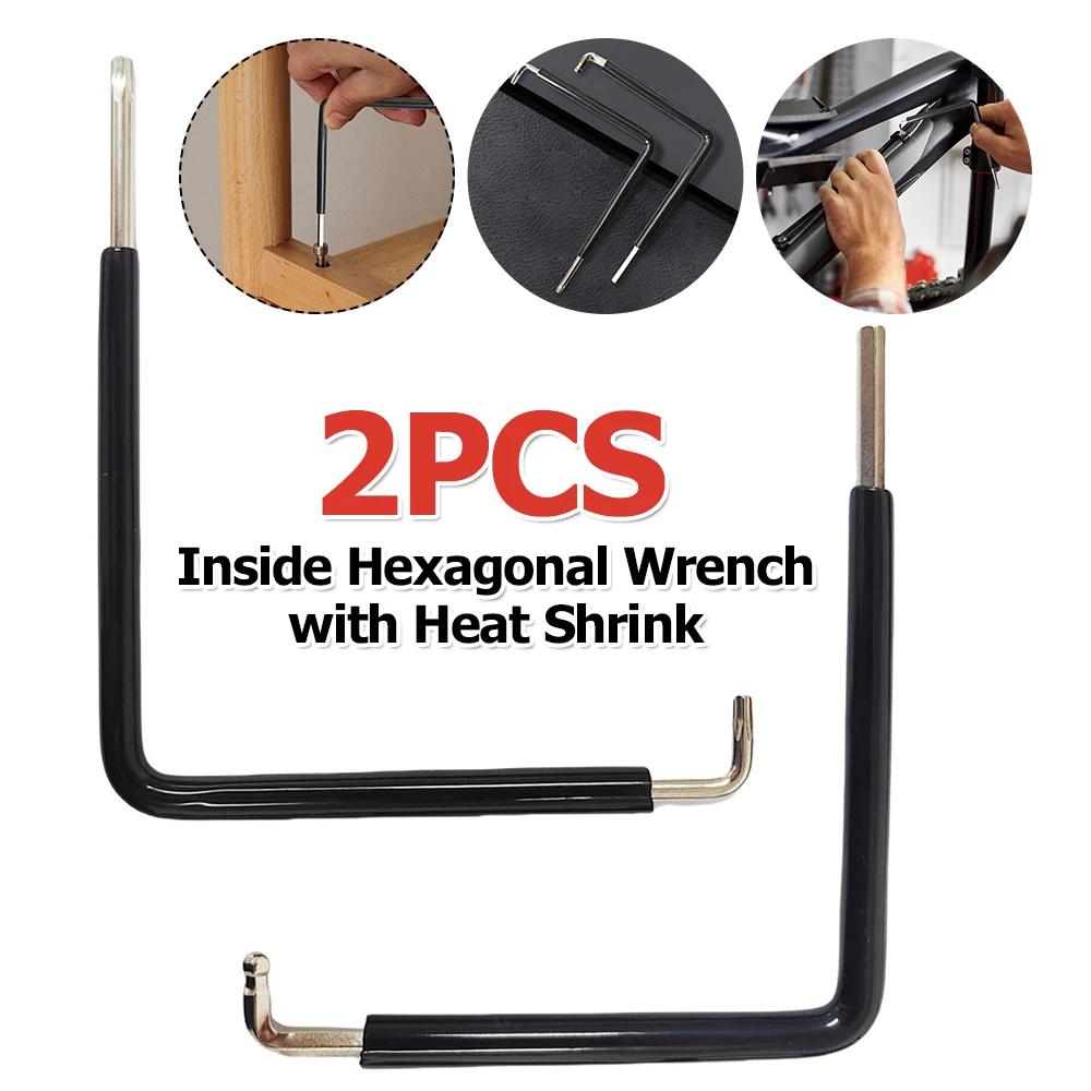 2Pcs L-Shaped Long Arm Hex Wrench with Heat Shrink Film 4mm Allen Wrench for Household DIY Professional Machine Repairing