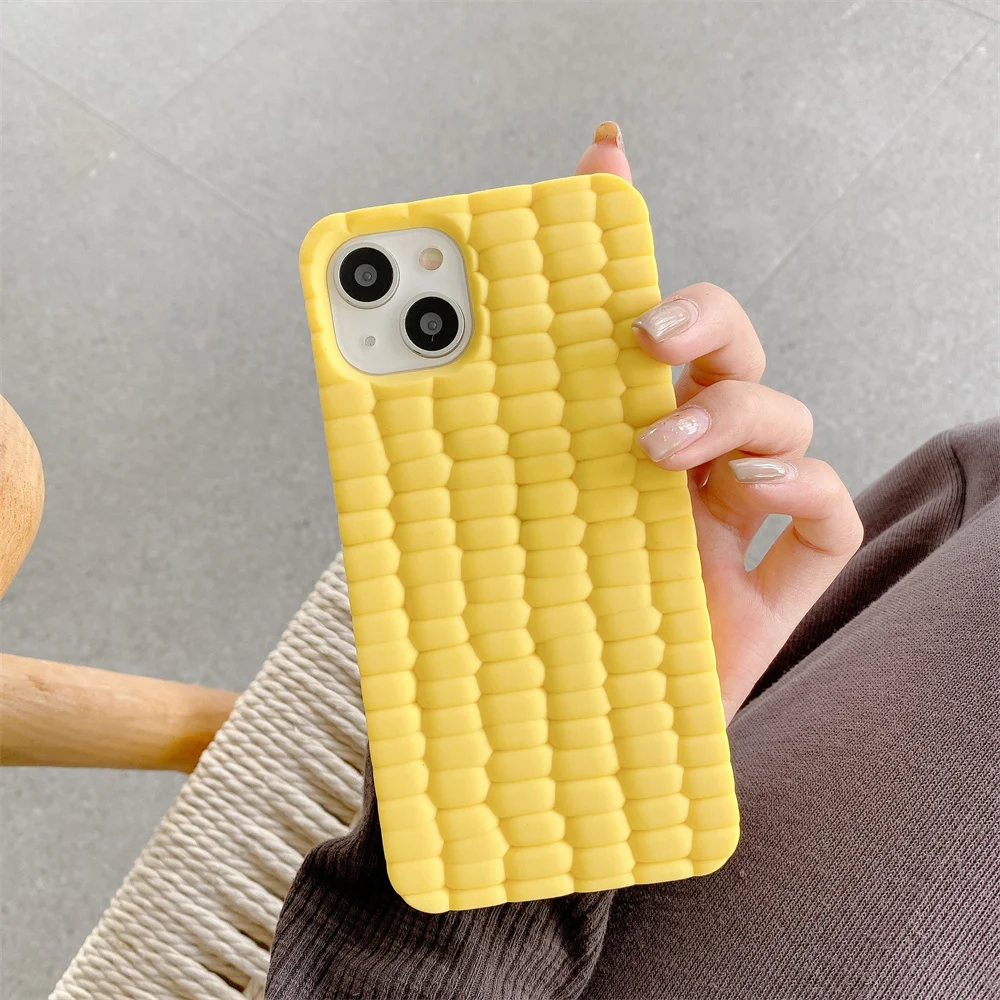 Nowe trójwymiarowe etui na telefony komórkowe Yellow Corn Food odpowiednie do iPhone'a 12 13 14 15 pro max 11 akcesoria do telefonów kreskówkowych