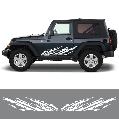 Imagen 2 del producto Pegatinas laterales para puerta de coche, calcomanías de película de vinilo para decoración, accesorios de sintonización automática, para Jeep Wrangler JK JL TJ YJ
