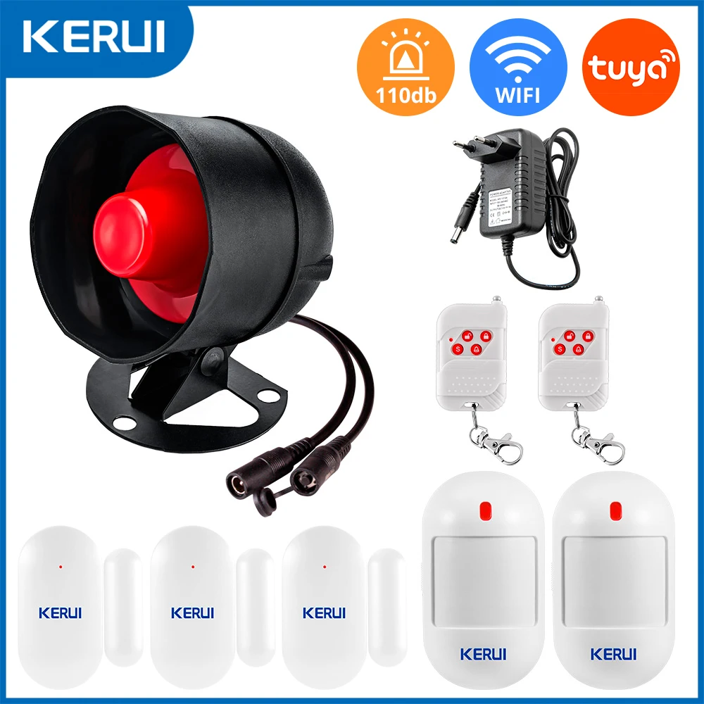 KERUI Loudly Speaker Alarm System 110db Siren Tuya WIFI Burglar Home Security Alarm with Motion Door Sensor for House Protection