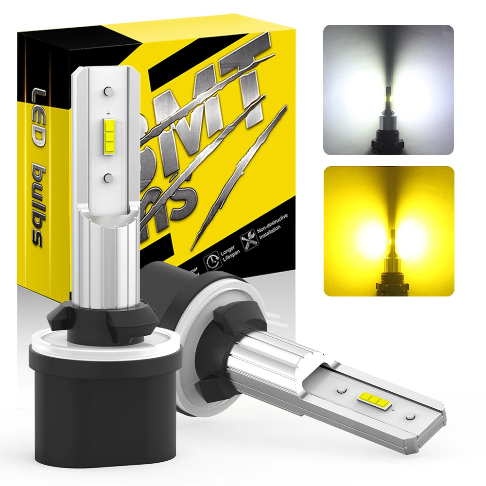 BMTxms 2 piezas H27 880 H27W/1 Lámpara antiniebla LED 1860 CSP 6000LM H27W 881 H27W/2 Luz diurna LED DRL para Toyota Ssangyong Daewoo Hyundai KIA