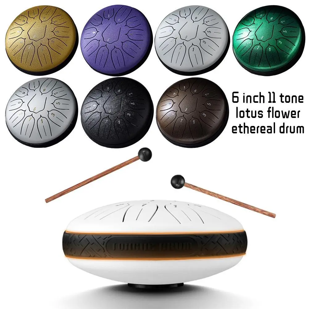 

6 Inch 11 Tone Steel Tongue Drum Instrument D Major Ethereal Steel Percussion Meditation Flower Lotus Zen Yoga Drum Drum I2Z0