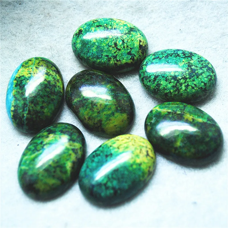 10PCS Nature Chrysocolla Gem Stone Beads Cabochons No Hole Oval Shape Size 18x25MM Spacer Beads For Pendants Making